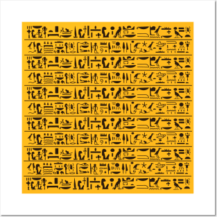 Ancient egypt brown hyeroglyphs pattern Posters and Art